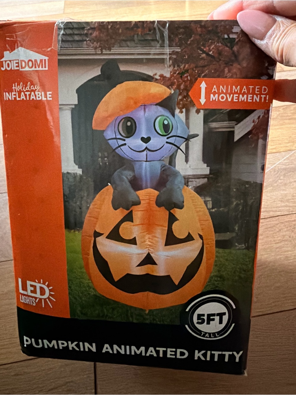 Joiedomi Orange Pumpkin Animated Kitty Inflatable - LED lights